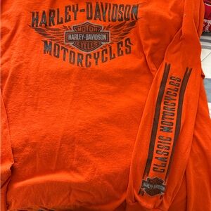 Harley-Davidson Orange Long Sleeve Tee with Bold Graphics